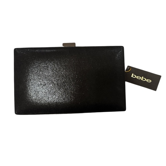 Bebe Sparkling Black Clutch with Silver Accents NWT